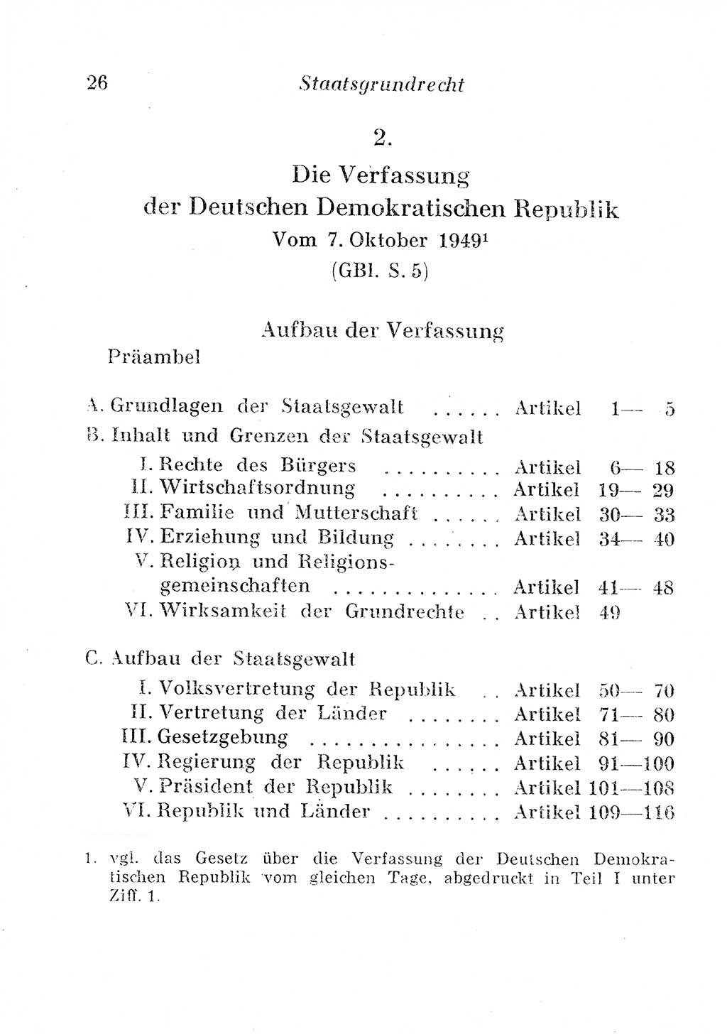 Staats- und verwaltungsrechtliche Gesetze der Deutschen Demokratischen Republik (DDR) 1958, Seite 26 (StVerwR Ges. DDR 1958, S. 26)