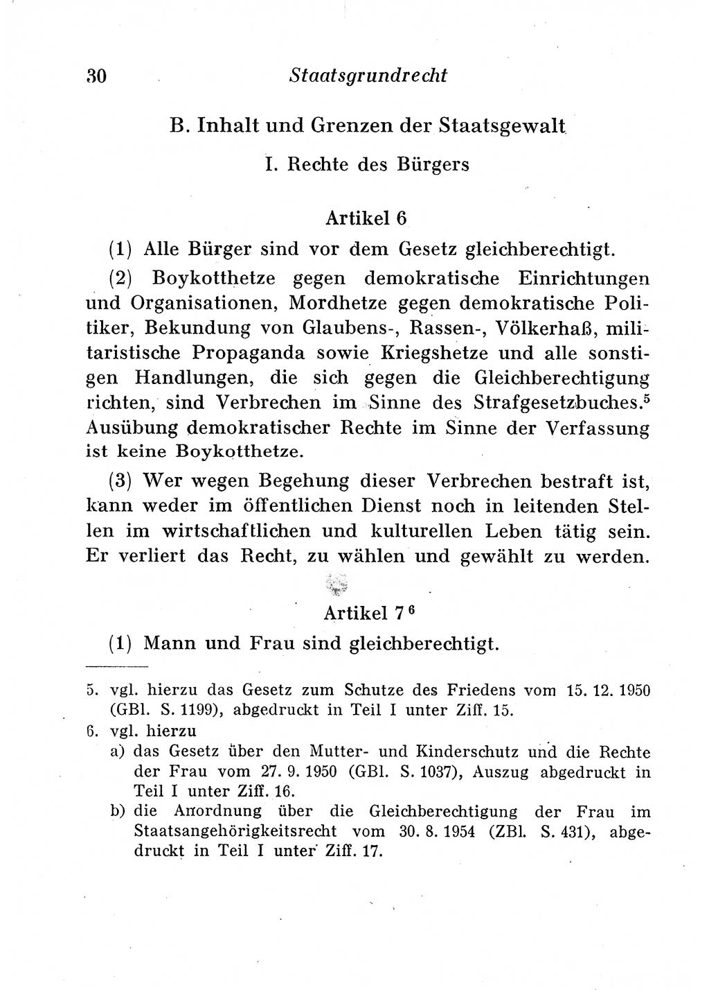 Staats- und verwaltungsrechtliche Gesetze der Deutschen Demokratischen Republik (DDR) 1958, Seite 30 (StVerwR Ges. DDR 1958, S. 30)