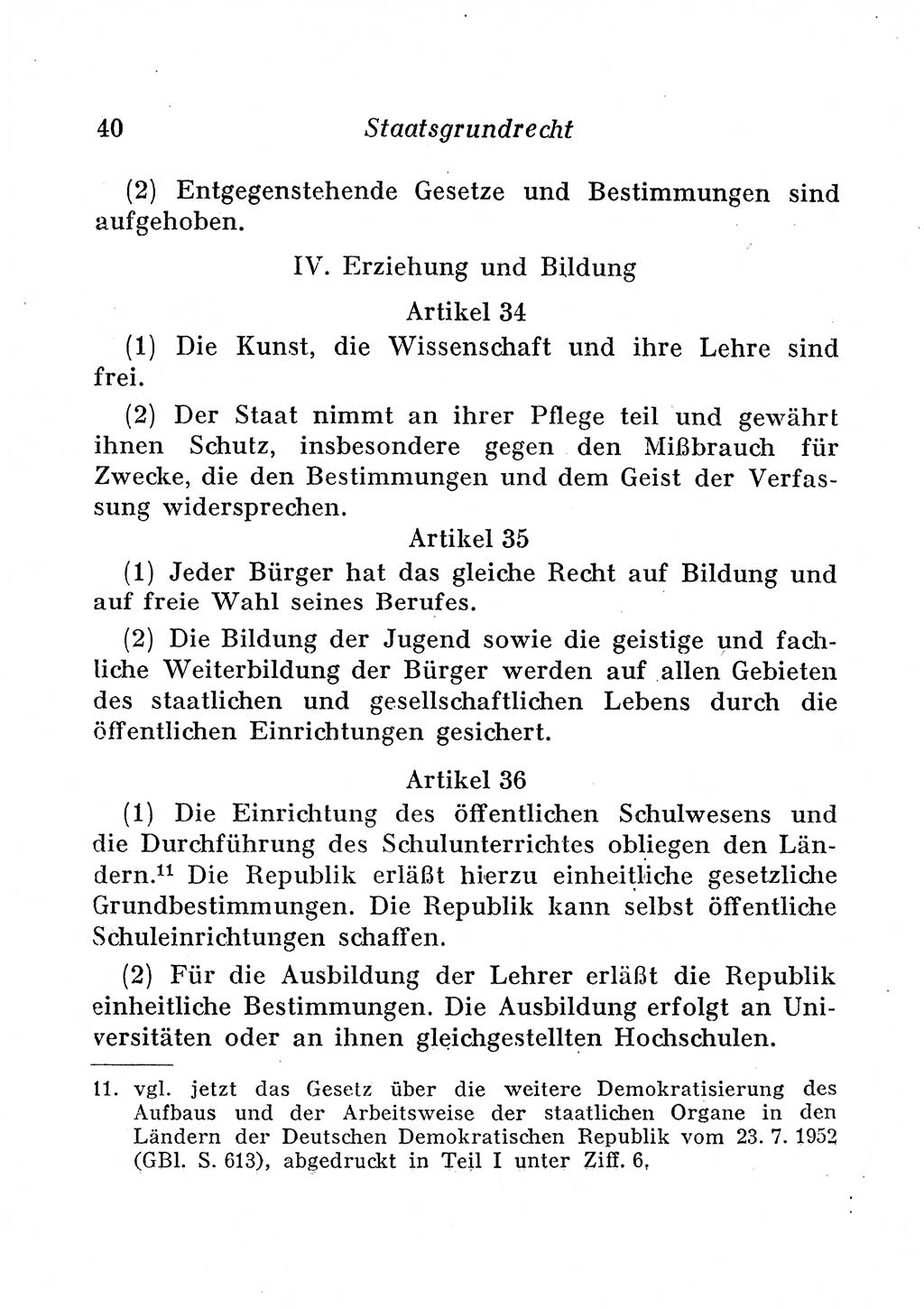 Staats- und verwaltungsrechtliche Gesetze der Deutschen Demokratischen Republik (DDR) 1958, Seite 40 (StVerwR Ges. DDR 1958, S. 40)