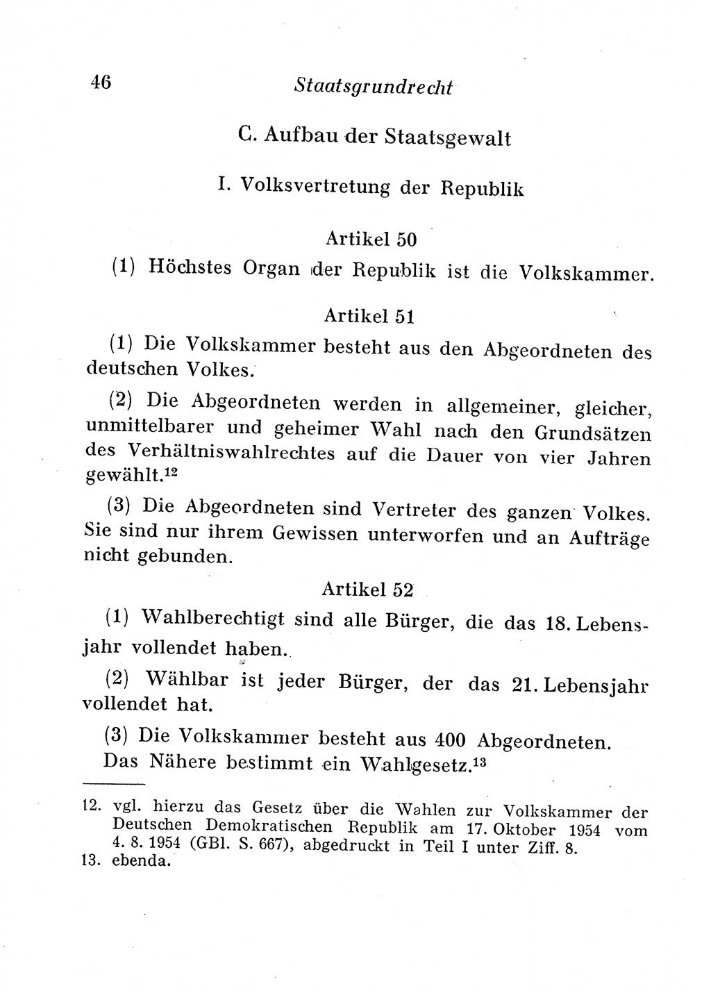 Staats- und verwaltungsrechtliche Gesetze der Deutschen Demokratischen Republik (DDR) 1958, Seite 46 (StVerwR Ges. DDR 1958, S. 46)
