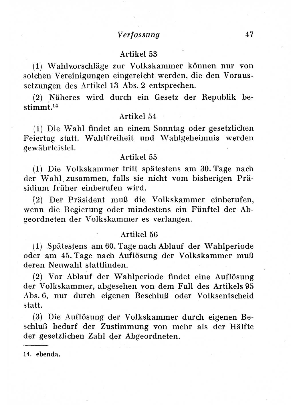 Staats- und verwaltungsrechtliche Gesetze der Deutschen Demokratischen Republik (DDR) 1958, Seite 47 (StVerwR Ges. DDR 1958, S. 47)