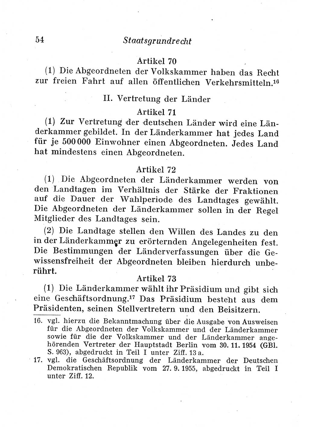 Staats- und verwaltungsrechtliche Gesetze der Deutschen Demokratischen Republik (DDR) 1958, Seite 54 (StVerwR Ges. DDR 1958, S. 54)