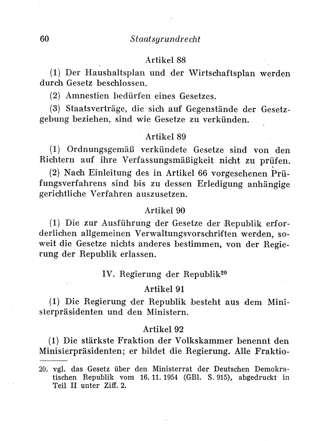 Staats- und verwaltungsrechtliche Gesetze der Deutschen Demokratischen Republik (DDR) 1958, Seite 60 (StVerwR Ges. DDR 1958, S. 60)