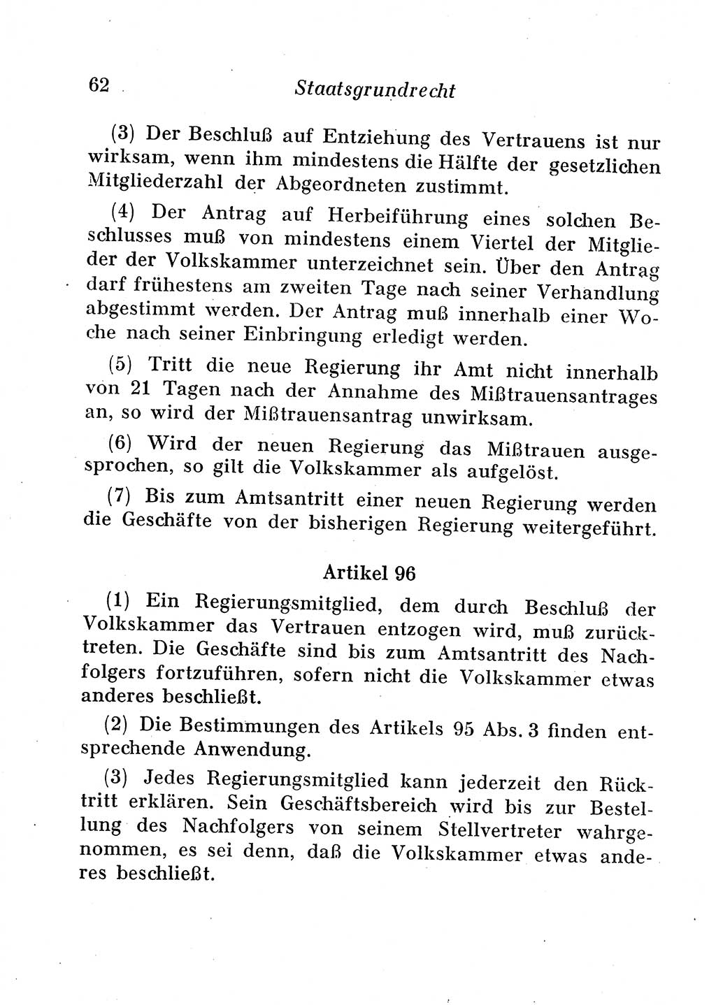 Staats- und verwaltungsrechtliche Gesetze der Deutschen Demokratischen Republik (DDR) 1958, Seite 62 (StVerwR Ges. DDR 1958, S. 62)