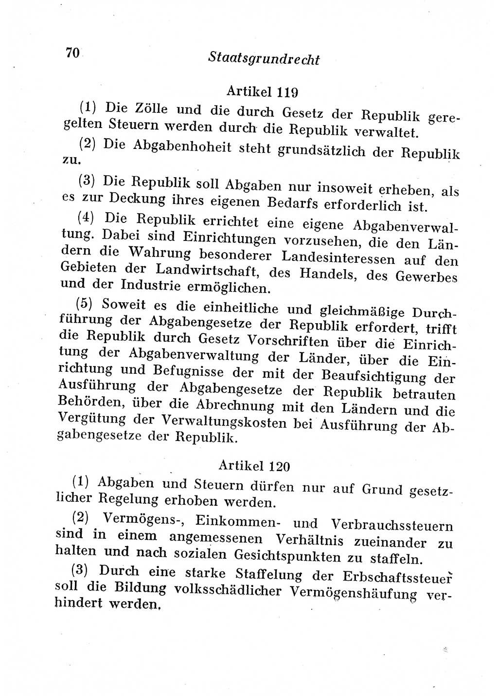 Staats- und verwaltungsrechtliche Gesetze der Deutschen Demokratischen Republik (DDR) 1958, Seite 70 (StVerwR Ges. DDR 1958, S. 70)