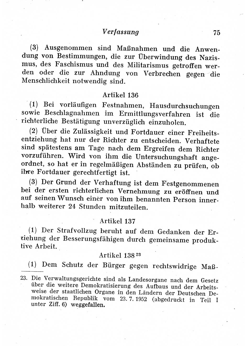 Staats- und verwaltungsrechtliche Gesetze der Deutschen Demokratischen Republik (DDR) 1958, Seite 75 (StVerwR Ges. DDR 1958, S. 75)