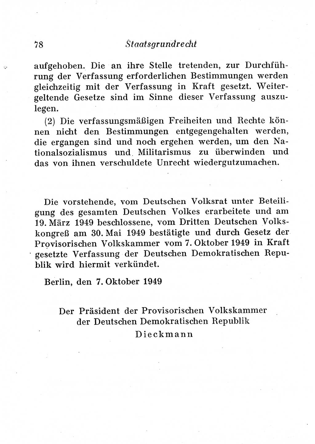 Staats- und verwaltungsrechtliche Gesetze der Deutschen Demokratischen Republik (DDR) 1958, Seite 78 (StVerwR Ges. DDR 1958, S. 78)