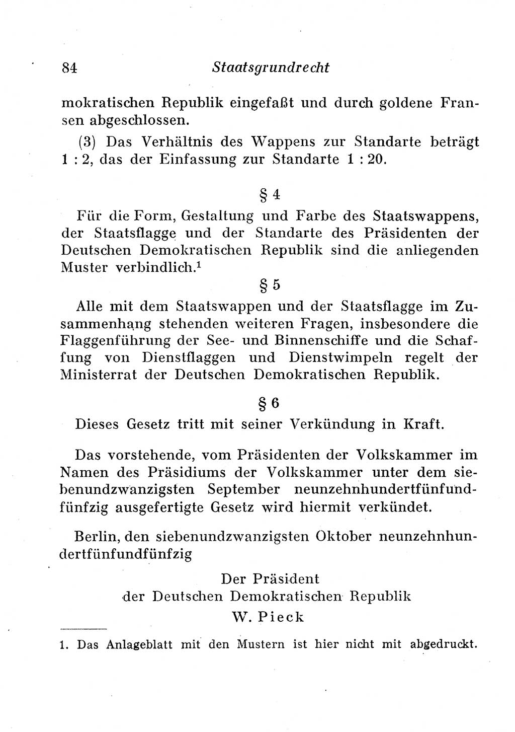 Staats- und verwaltungsrechtliche Gesetze der Deutschen Demokratischen Republik (DDR) 1958, Seite 84 (StVerwR Ges. DDR 1958, S. 84)