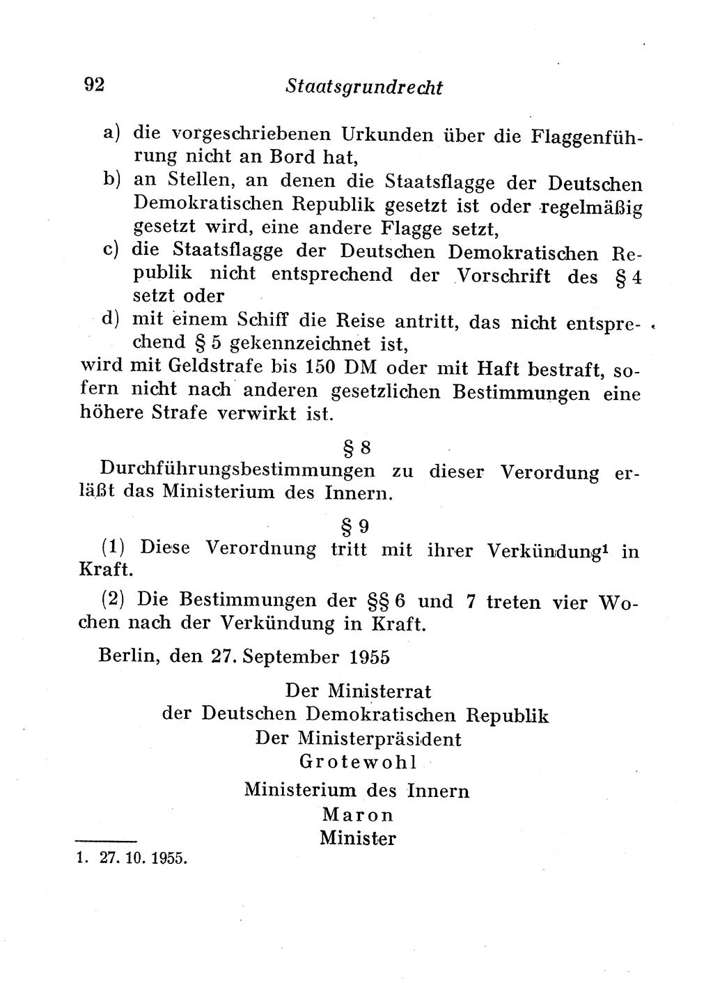 Staats- und verwaltungsrechtliche Gesetze der Deutschen Demokratischen Republik (DDR) 1958, Seite 92 (StVerwR Ges. DDR 1958, S. 92)