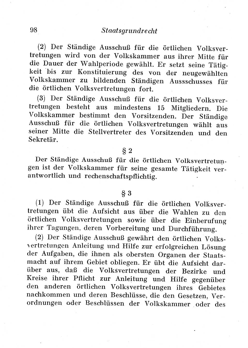 Staats- und verwaltungsrechtliche Gesetze der Deutschen Demokratischen Republik (DDR) 1958, Seite 98 (StVerwR Ges. DDR 1958, S. 98)