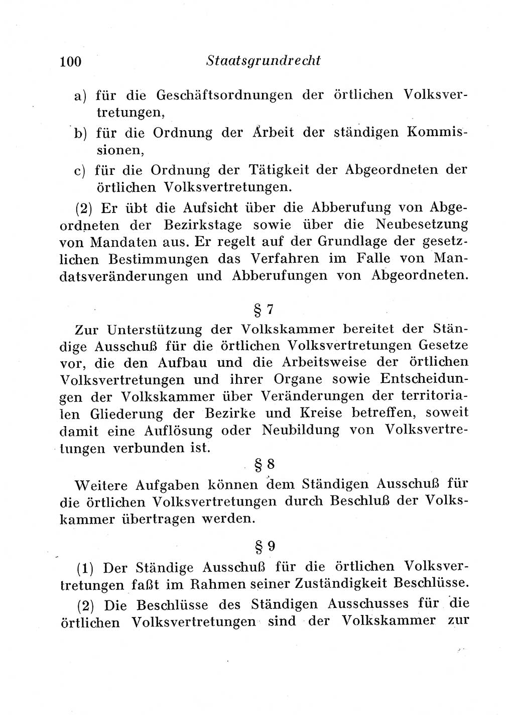 Staats- und verwaltungsrechtliche Gesetze der Deutschen Demokratischen Republik (DDR) 1958, Seite 100 (StVerwR Ges. DDR 1958, S. 100)