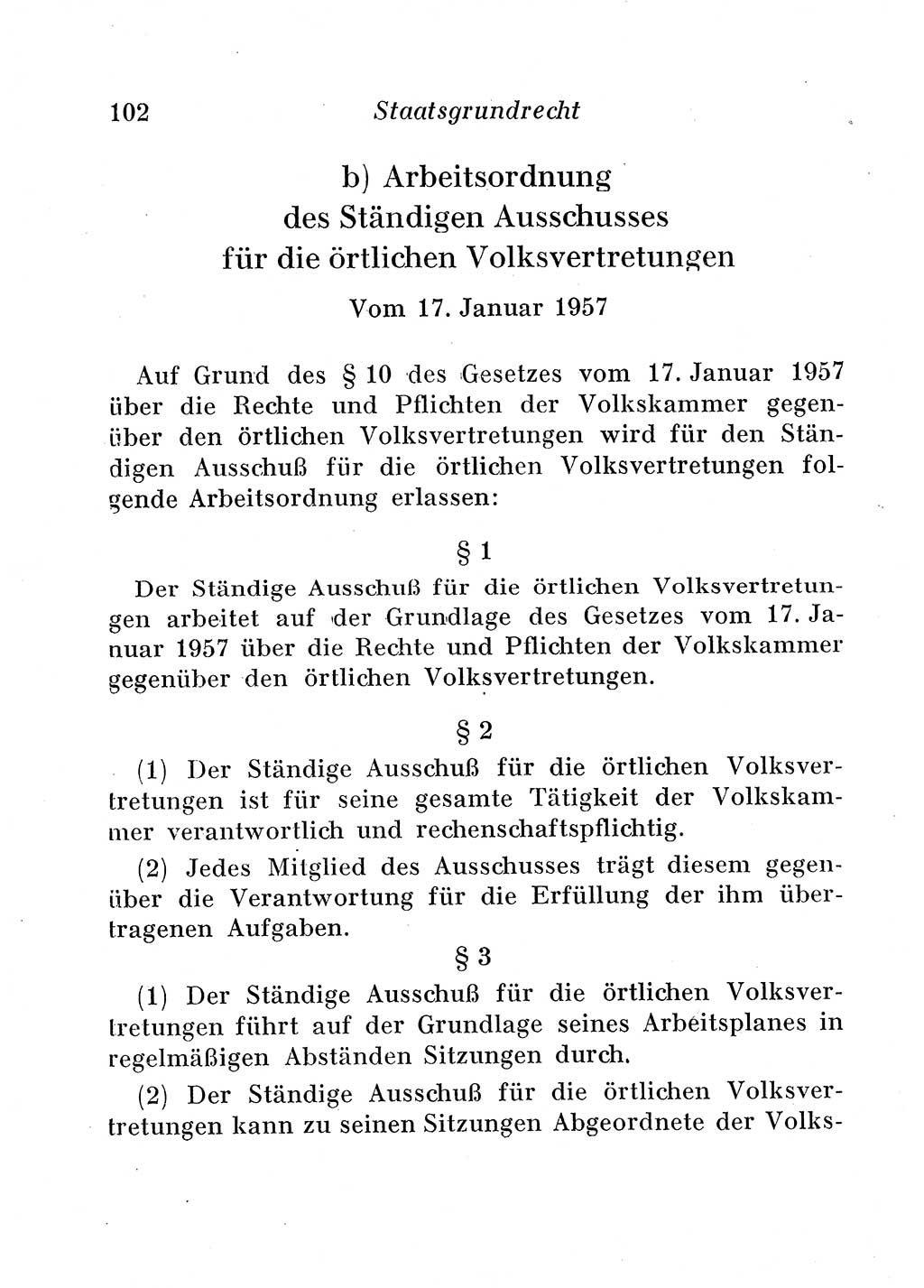 Staats- und verwaltungsrechtliche Gesetze der Deutschen Demokratischen Republik (DDR) 1958, Seite 102 (StVerwR Ges. DDR 1958, S. 102)