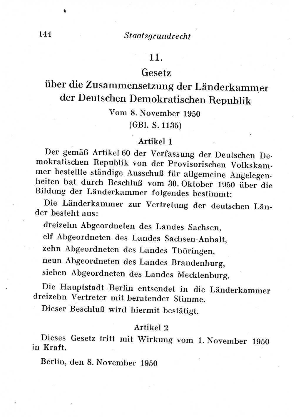 Staats- und verwaltungsrechtliche Gesetze der Deutschen Demokratischen Republik (DDR) 1958, Seite 144 (StVerwR Ges. DDR 1958, S. 144)