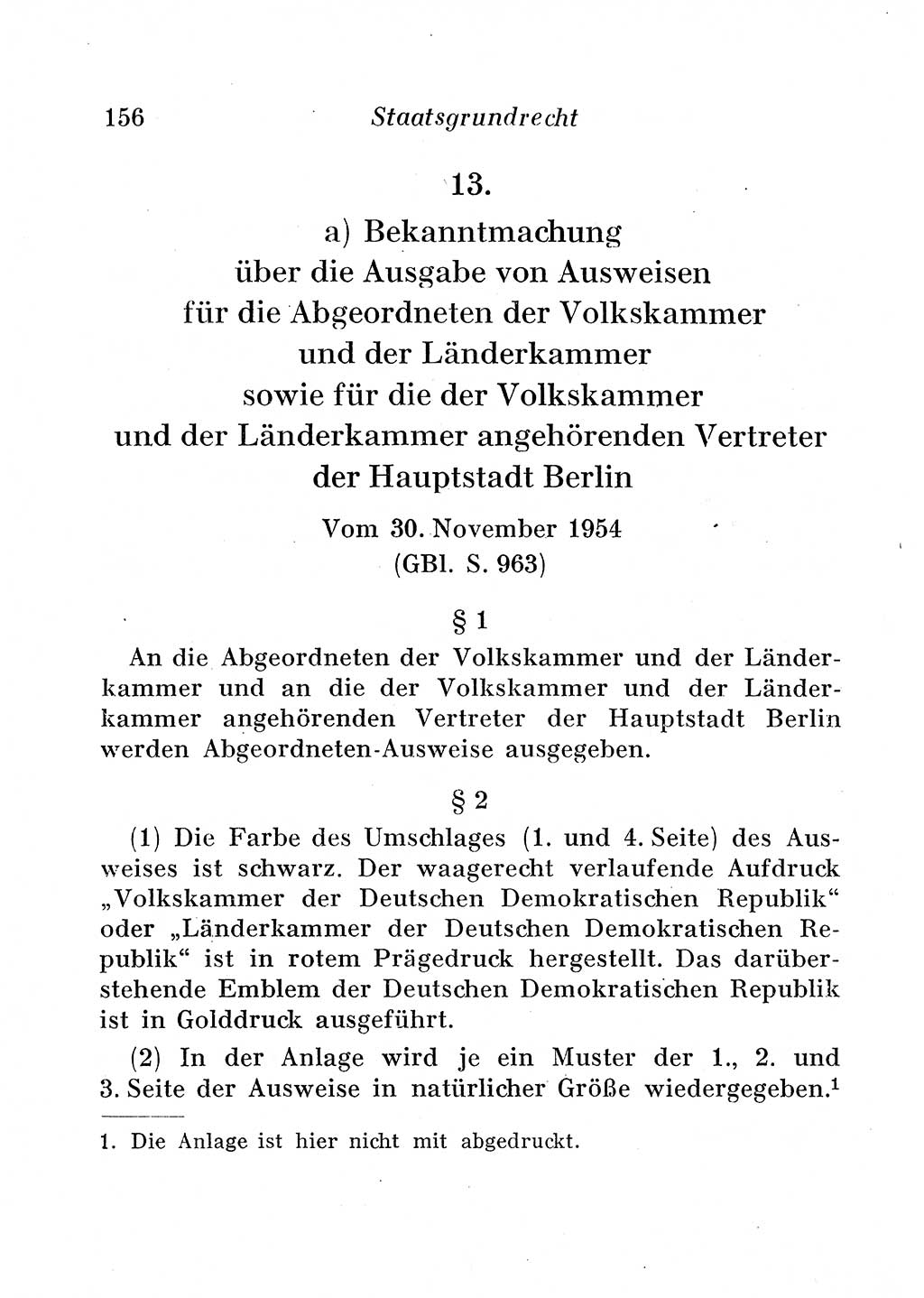 Staats- und verwaltungsrechtliche Gesetze der Deutschen Demokratischen Republik (DDR) 1958, Seite 156 (StVerwR Ges. DDR 1958, S. 156)