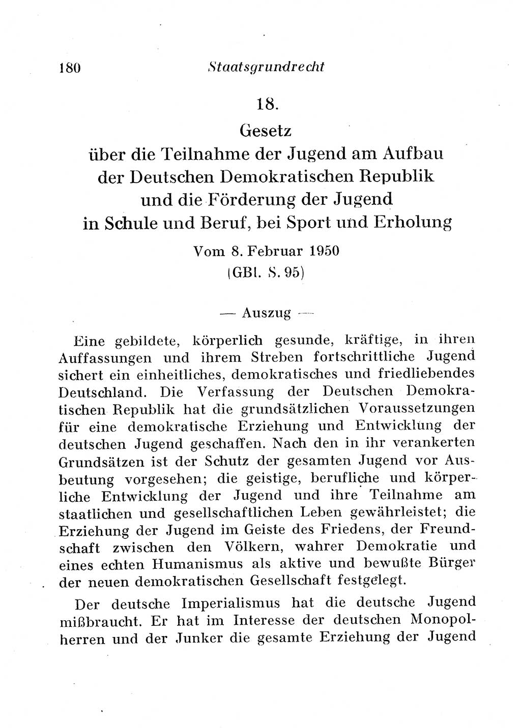 Staats- und verwaltungsrechtliche Gesetze der Deutschen Demokratischen Republik (DDR) 1958, Seite 180 (StVerwR Ges. DDR 1958, S. 180)