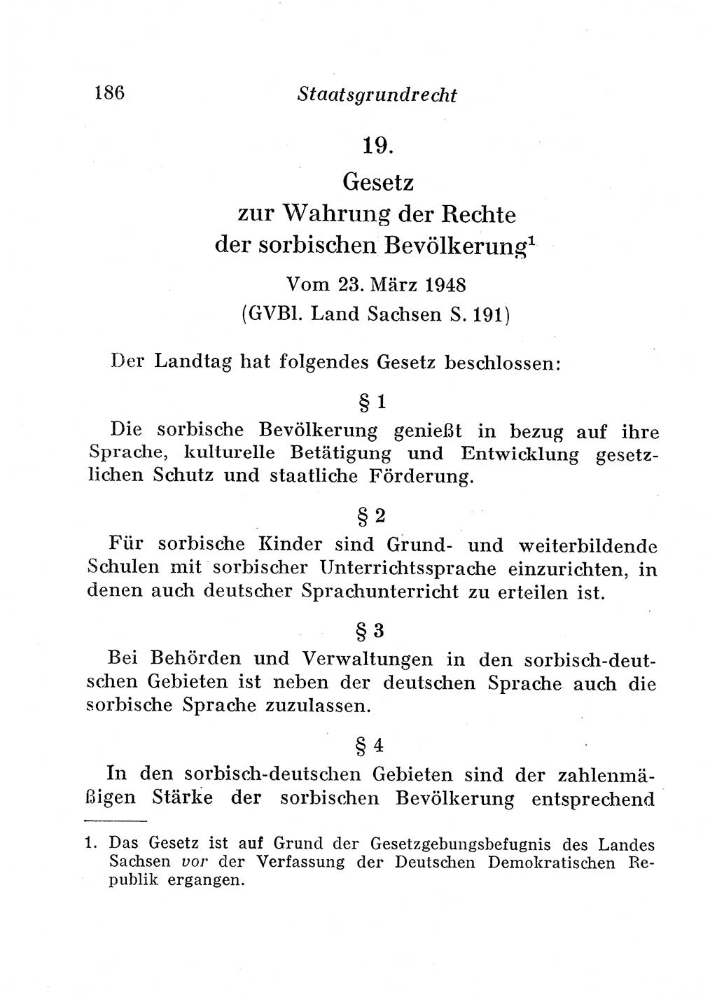 Staats- und verwaltungsrechtliche Gesetze der Deutschen Demokratischen Republik (DDR) 1958, Seite 186 (StVerwR Ges. DDR 1958, S. 186)