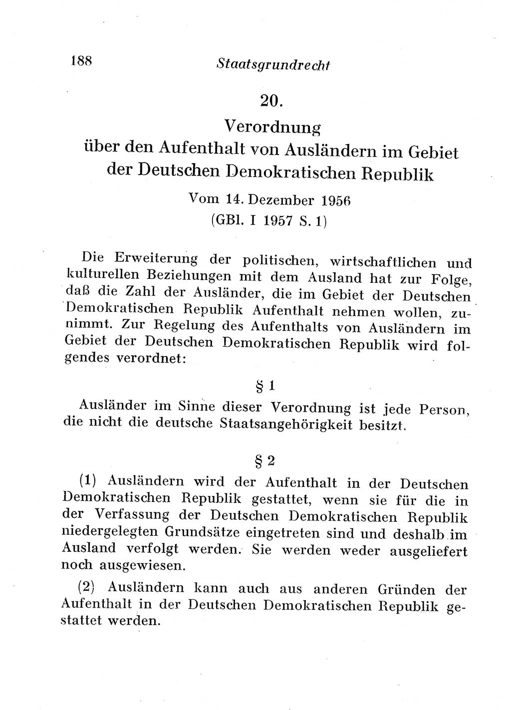 Staats- und verwaltungsrechtliche Gesetze der Deutschen Demokratischen Republik (DDR) 1958, Seite 188 (StVerwR Ges. DDR 1958, S. 188)