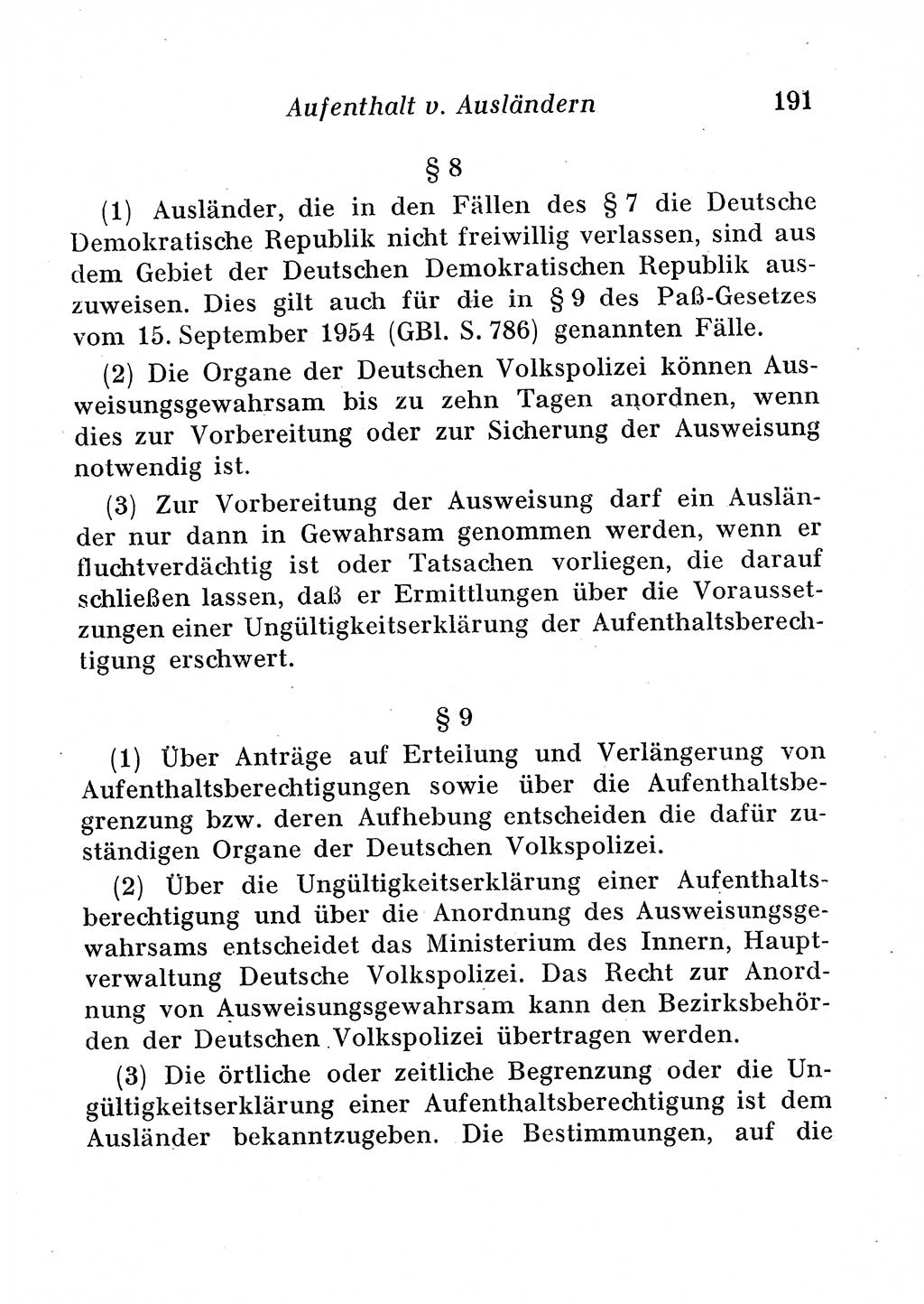 Staats- und verwaltungsrechtliche Gesetze der Deutschen Demokratischen Republik (DDR) 1958, Seite 191 (StVerwR Ges. DDR 1958, S. 191)