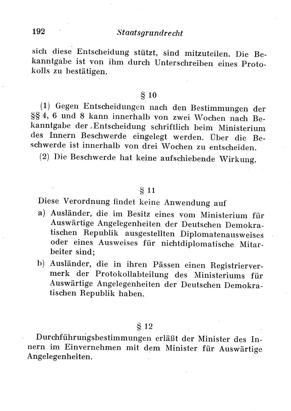 Staats- und verwaltungsrechtliche Gesetze der Deutschen Demokratischen Republik (DDR) 1958, Seite 192 (StVerwR Ges. DDR 1958, S. 192)