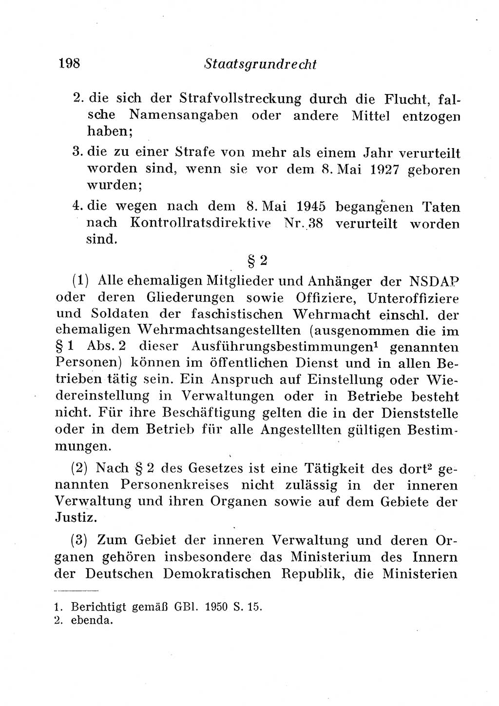 Staats- und verwaltungsrechtliche Gesetze der Deutschen Demokratischen Republik (DDR) 1958, Seite 198 (StVerwR Ges. DDR 1958, S. 198)