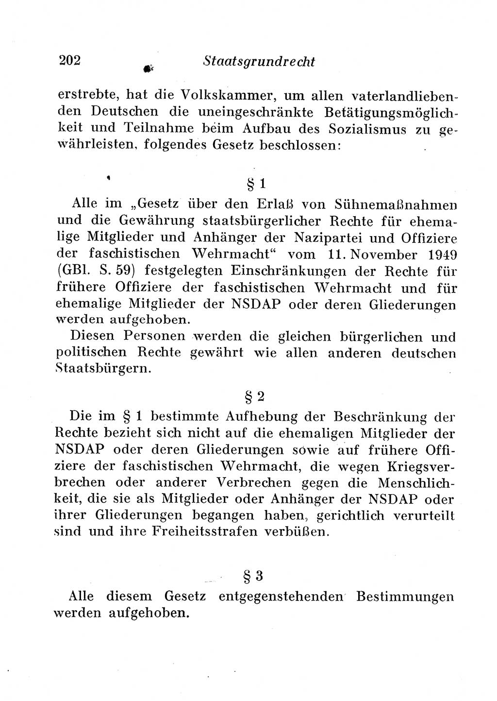 Staats- und verwaltungsrechtliche Gesetze der Deutschen Demokratischen Republik (DDR) 1958, Seite 202 (StVerwR Ges. DDR 1958, S. 202)