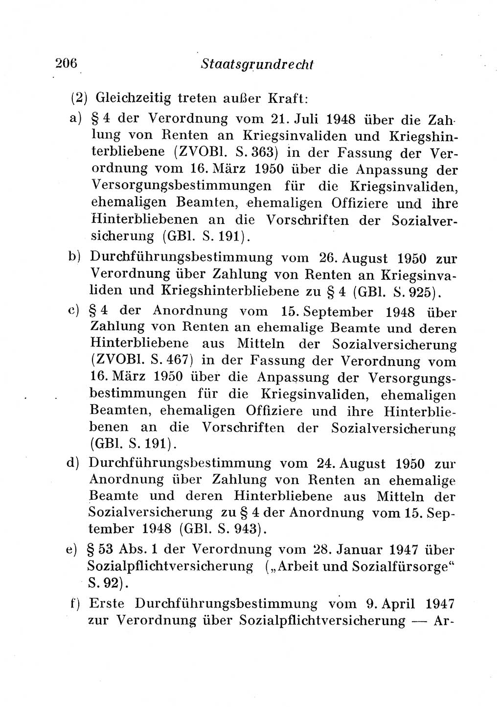 Staats- und verwaltungsrechtliche Gesetze der Deutschen Demokratischen Republik (DDR) 1958, Seite 206 (StVerwR Ges. DDR 1958, S. 206)