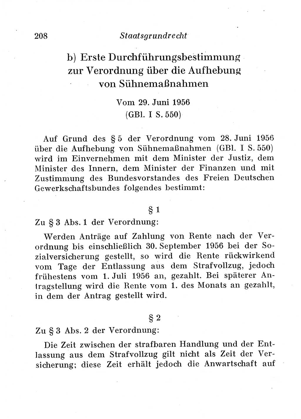 Staats- und verwaltungsrechtliche Gesetze der Deutschen Demokratischen Republik (DDR) 1958, Seite 208 (StVerwR Ges. DDR 1958, S. 208)