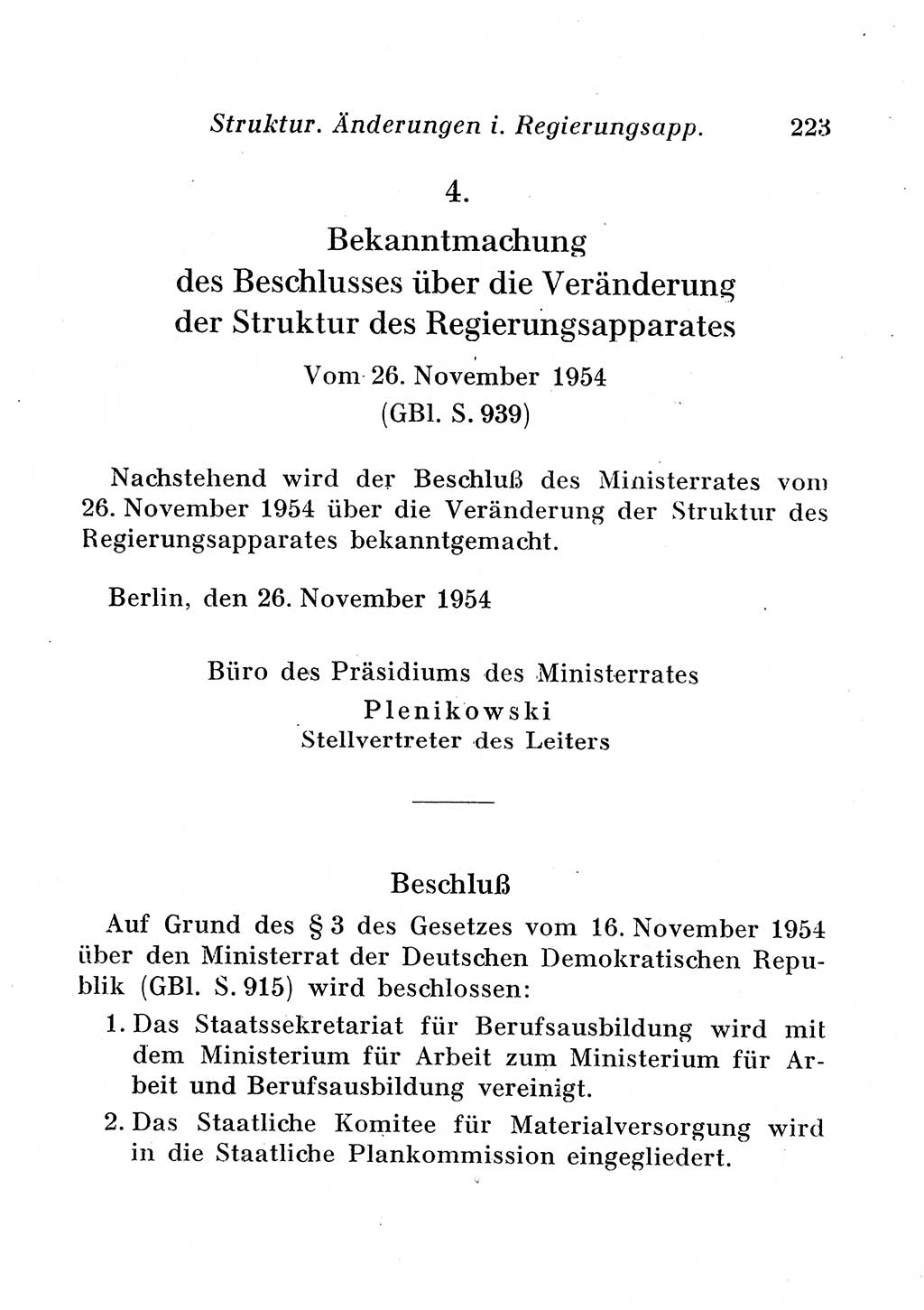 Staats- und verwaltungsrechtliche Gesetze der Deutschen Demokratischen Republik (DDR) 1958, Seite 223 (StVerwR Ges. DDR 1958, S. 223)