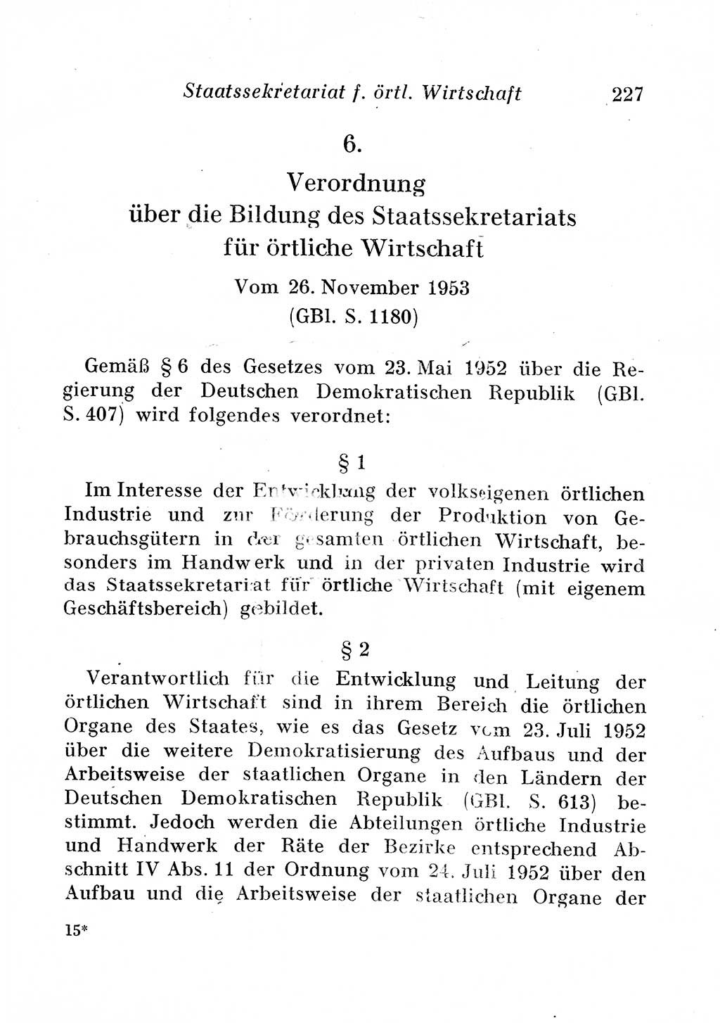 Staats- und verwaltungsrechtliche Gesetze der Deutschen Demokratischen Republik (DDR) 1958, Seite 227 (StVerwR Ges. DDR 1958, S. 227)