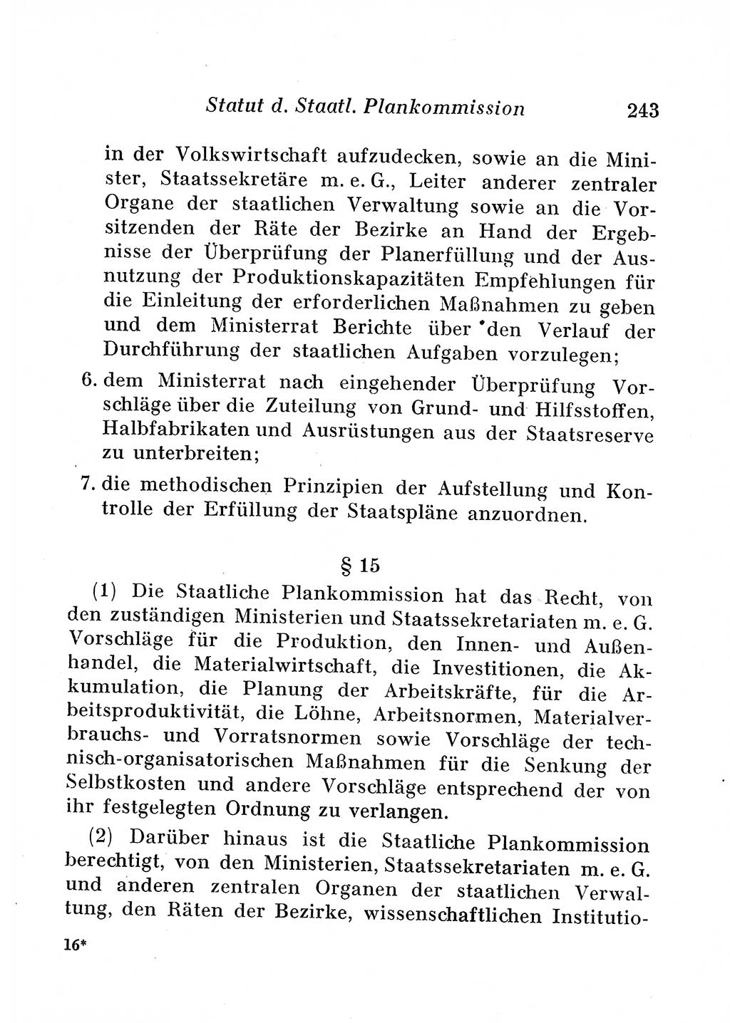 Staats- und verwaltungsrechtliche Gesetze der Deutschen Demokratischen Republik (DDR) 1958, Seite 243 (StVerwR Ges. DDR 1958, S. 243)