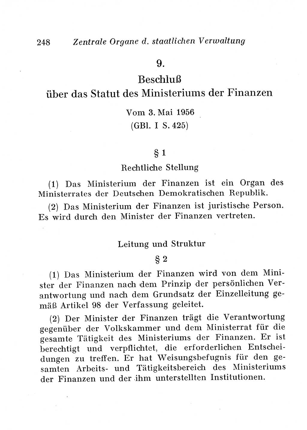 Staats- und verwaltungsrechtliche Gesetze der Deutschen Demokratischen Republik (DDR) 1958, Seite 248 (StVerwR Ges. DDR 1958, S. 248)