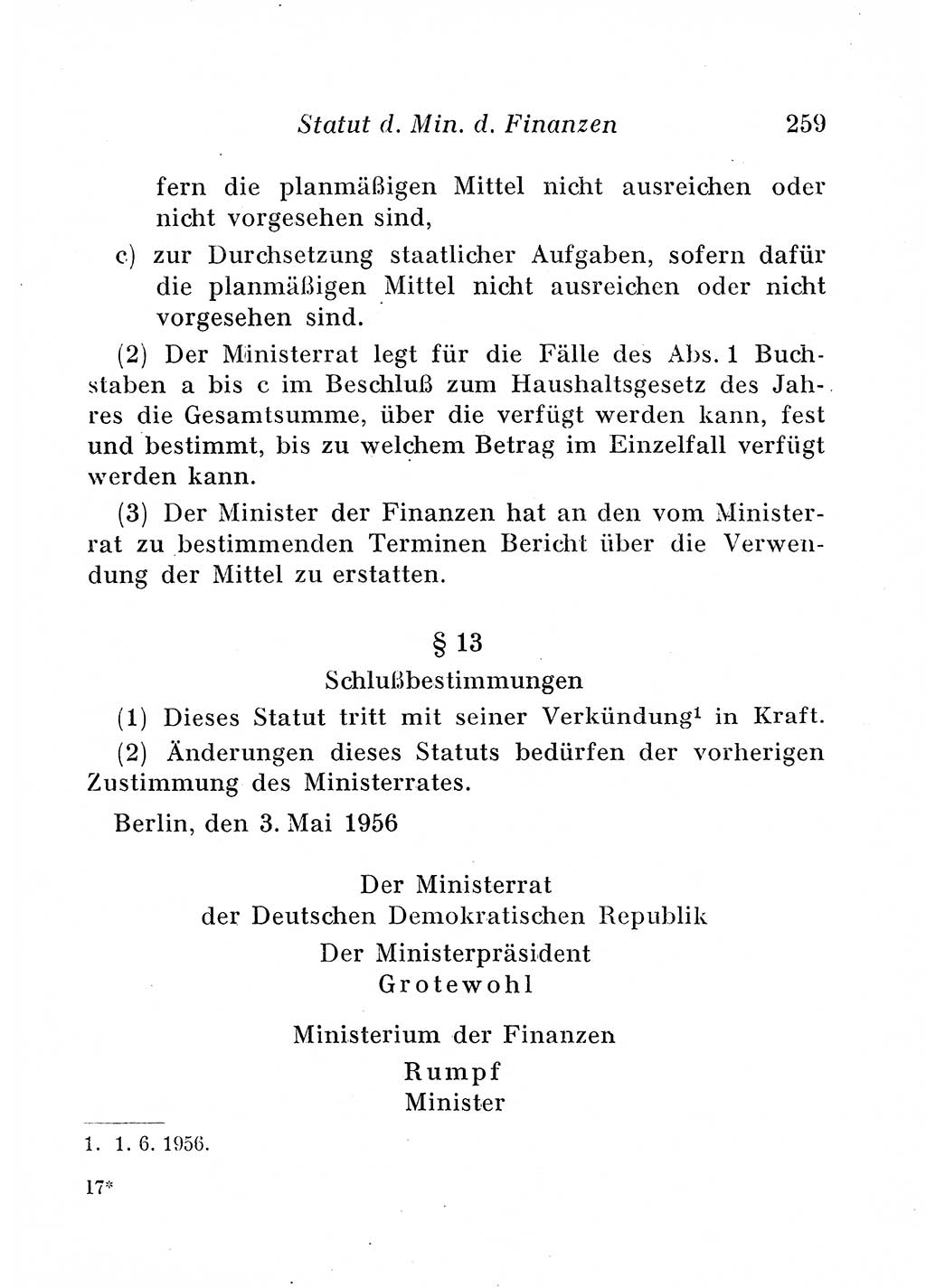 Staats- und verwaltungsrechtliche Gesetze der Deutschen Demokratischen Republik (DDR) 1958, Seite 259 (StVerwR Ges. DDR 1958, S. 259)