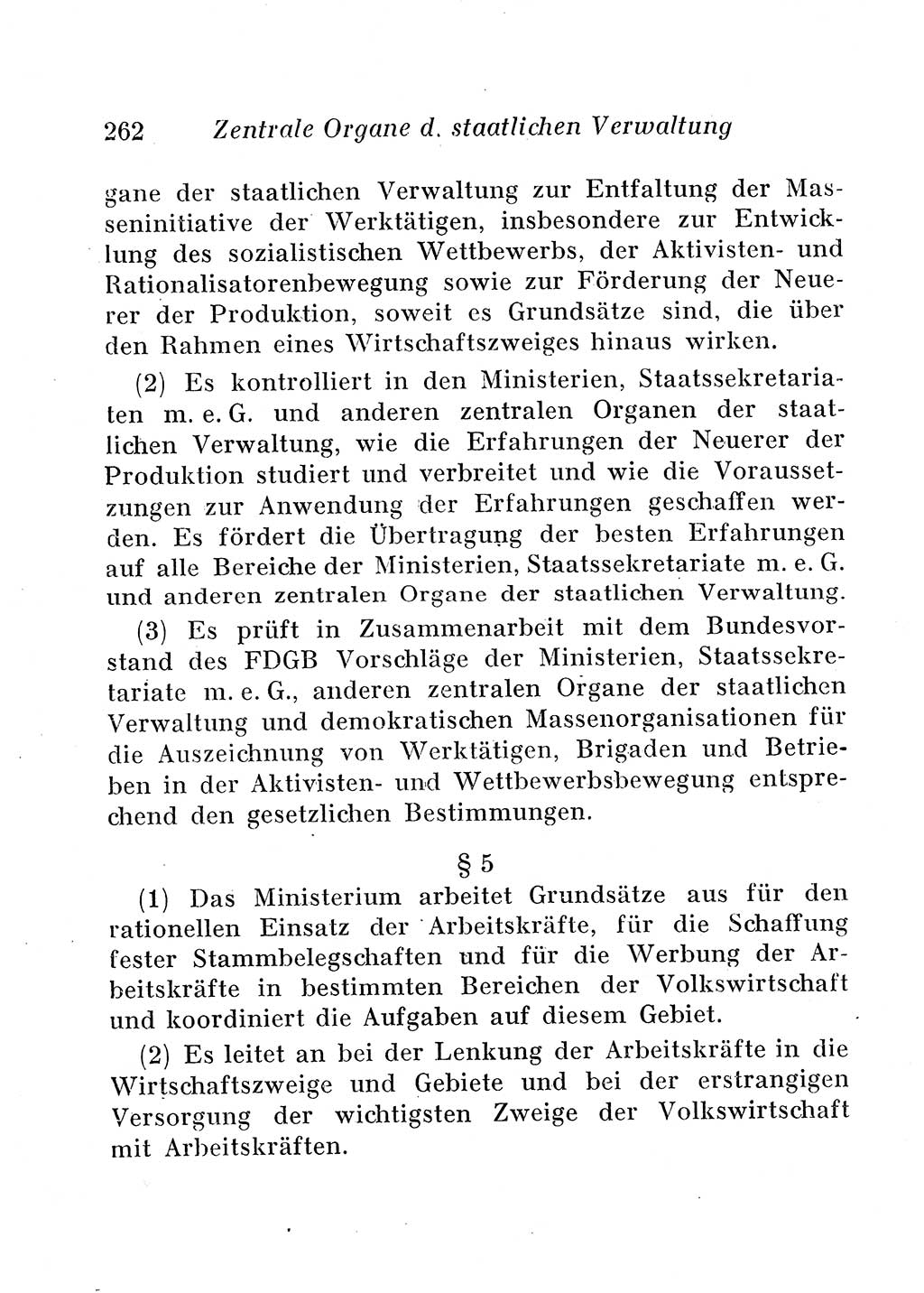 Staats- und verwaltungsrechtliche Gesetze der Deutschen Demokratischen Republik (DDR) 1958, Seite 262 (StVerwR Ges. DDR 1958, S. 262)