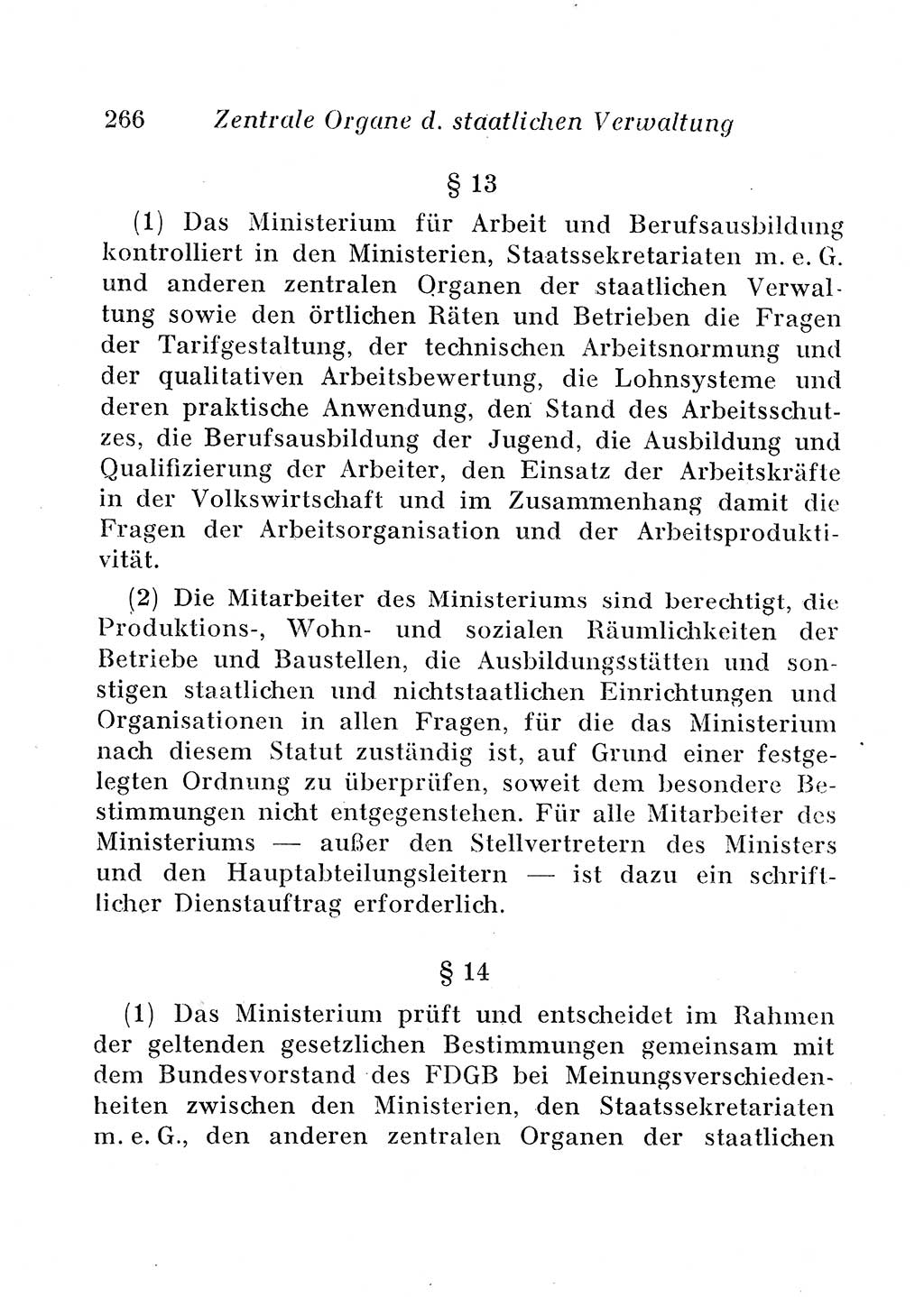 Staats- und verwaltungsrechtliche Gesetze der Deutschen Demokratischen Republik (DDR) 1958, Seite 266 (StVerwR Ges. DDR 1958, S. 266)