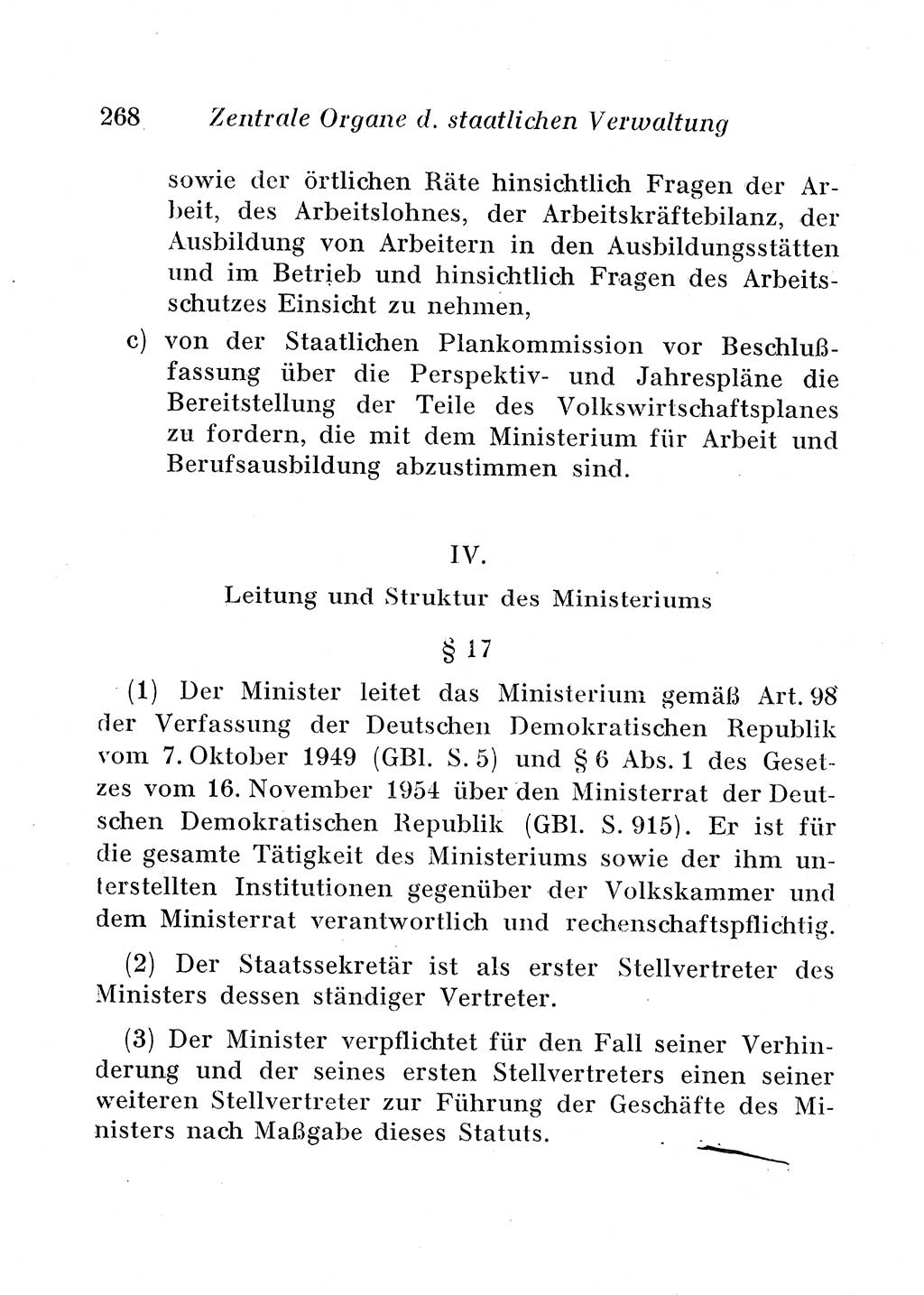 Staats- und verwaltungsrechtliche Gesetze der Deutschen Demokratischen Republik (DDR) 1958, Seite 268 (StVerwR Ges. DDR 1958, S. 268)