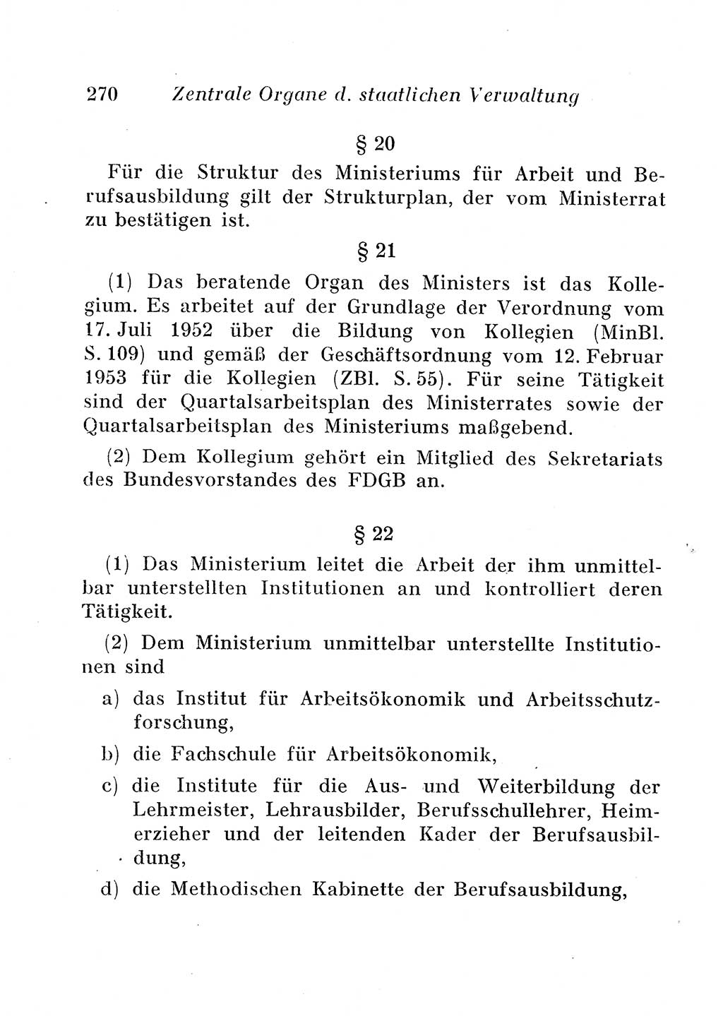 Staats- und verwaltungsrechtliche Gesetze der Deutschen Demokratischen Republik (DDR) 1958, Seite 270 (StVerwR Ges. DDR 1958, S. 270)