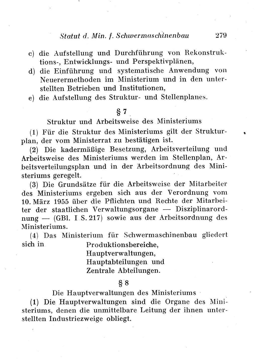 Staats- und verwaltungsrechtliche Gesetze der Deutschen Demokratischen Republik (DDR) 1958, Seite 279 (StVerwR Ges. DDR 1958, S. 279)