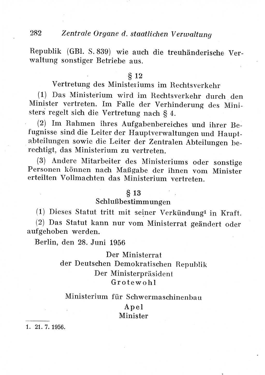 Staats- und verwaltungsrechtliche Gesetze der Deutschen Demokratischen Republik (DDR) 1958, Seite 282 (StVerwR Ges. DDR 1958, S. 282)
