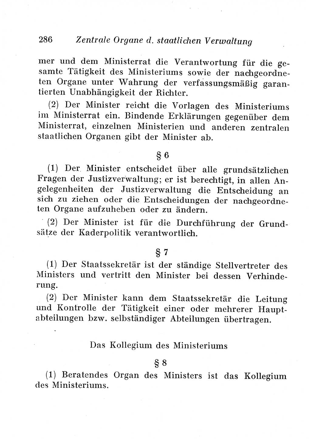 Staats- und verwaltungsrechtliche Gesetze der Deutschen Demokratischen Republik (DDR) 1958, Seite 286 (StVerwR Ges. DDR 1958, S. 286)