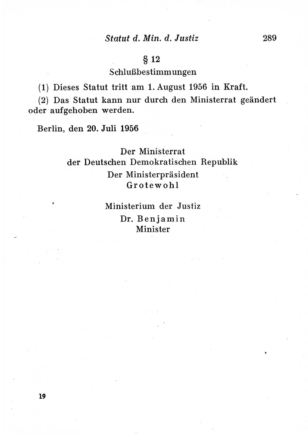 Staats- und verwaltungsrechtliche Gesetze der Deutschen Demokratischen Republik (DDR) 1958, Seite 289 (StVerwR Ges. DDR 1958, S. 289)