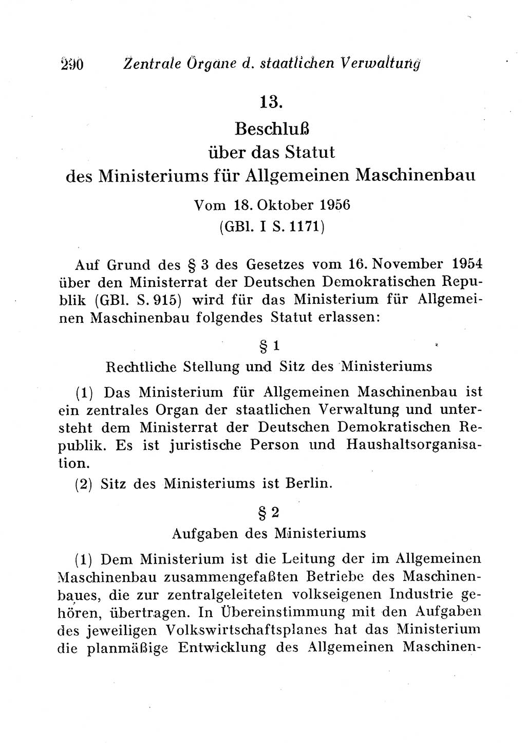 Staats- und verwaltungsrechtliche Gesetze der Deutschen Demokratischen Republik (DDR) 1958, Seite 290 (StVerwR Ges. DDR 1958, S. 290)