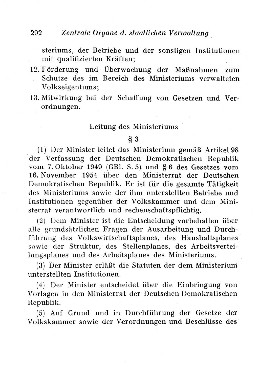 Staats- und verwaltungsrechtliche Gesetze der Deutschen Demokratischen Republik (DDR) 1958, Seite 292 (StVerwR Ges. DDR 1958, S. 292)