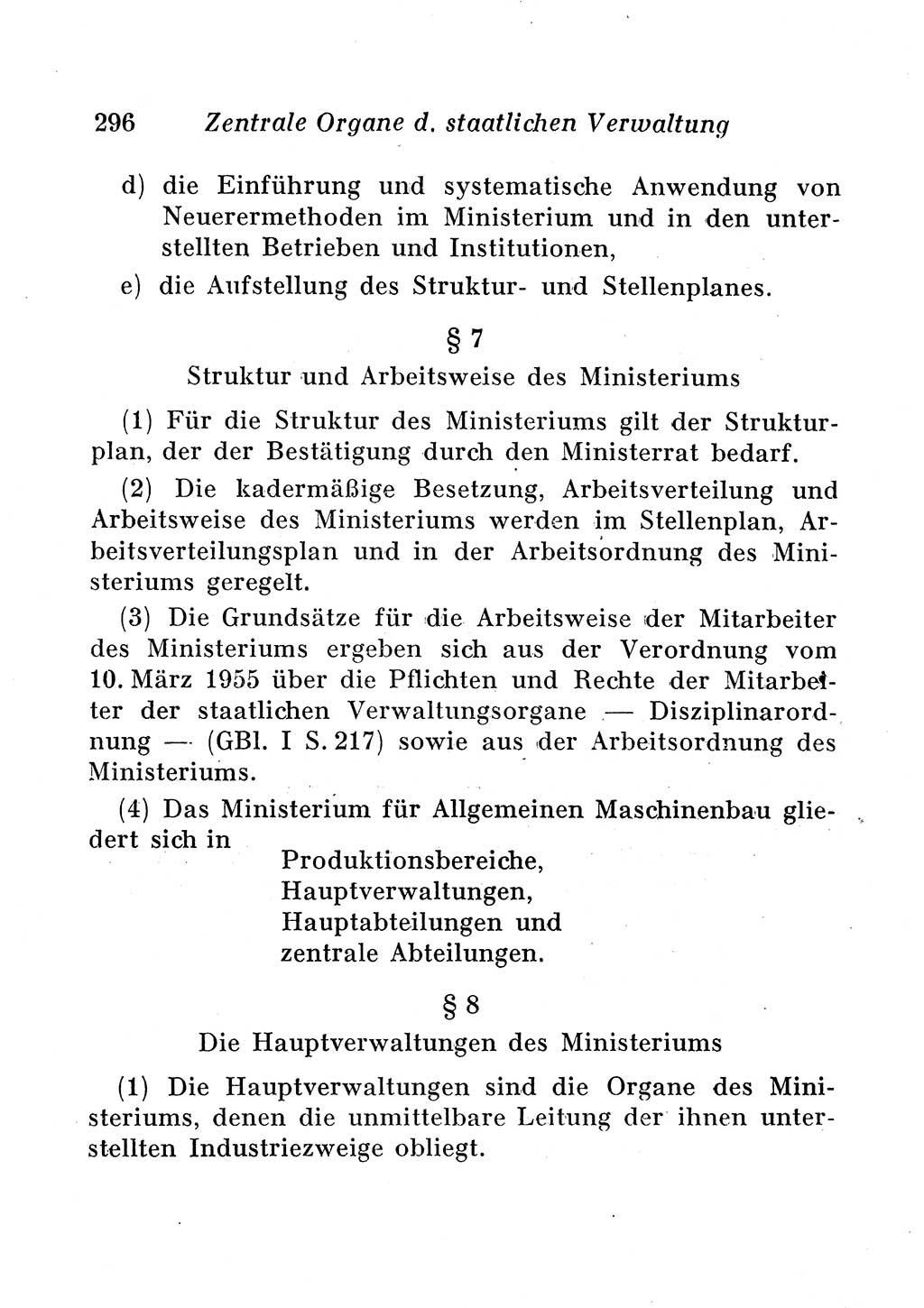 Staats- und verwaltungsrechtliche Gesetze der Deutschen Demokratischen Republik (DDR) 1958, Seite 296 (StVerwR Ges. DDR 1958, S. 296)