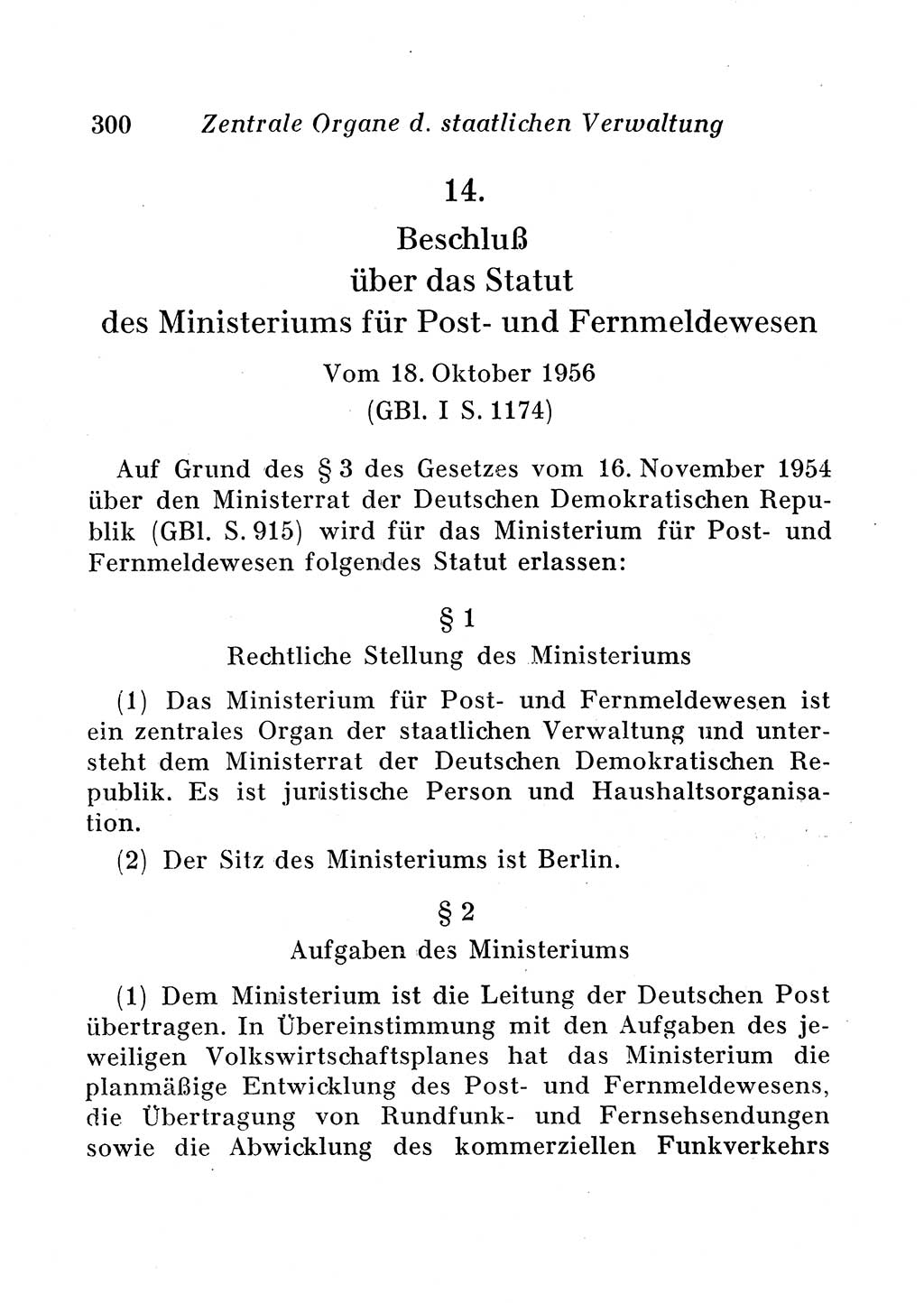 Staats- und verwaltungsrechtliche Gesetze der Deutschen Demokratischen Republik (DDR) 1958, Seite 300 (StVerwR Ges. DDR 1958, S. 300)