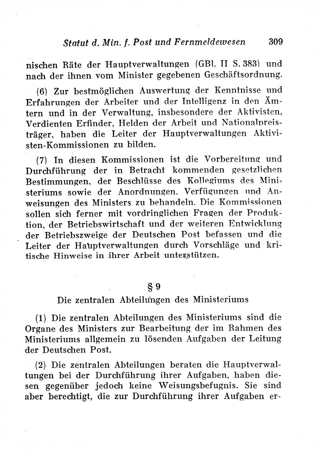 Staats- und verwaltungsrechtliche Gesetze der Deutschen Demokratischen Republik (DDR) 1958, Seite 309 (StVerwR Ges. DDR 1958, S. 309)