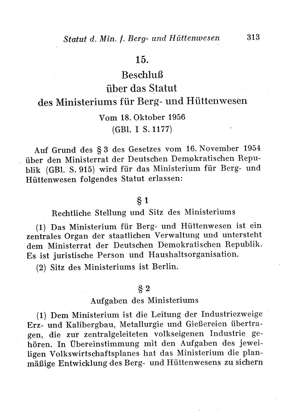 Staats- und verwaltungsrechtliche Gesetze der Deutschen Demokratischen Republik (DDR) 1958, Seite 313 (StVerwR Ges. DDR 1958, S. 313)