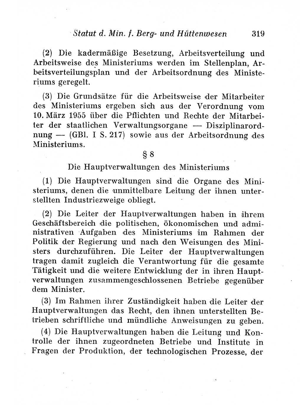 Staats- und verwaltungsrechtliche Gesetze der Deutschen Demokratischen Republik (DDR) 1958, Seite 319 (StVerwR Ges. DDR 1958, S. 319)