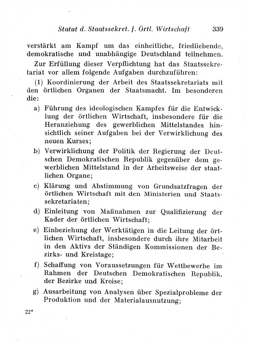 Staats- und verwaltungsrechtliche Gesetze der Deutschen Demokratischen Republik (DDR) 1958, Seite 339 (StVerwR Ges. DDR 1958, S. 339)
