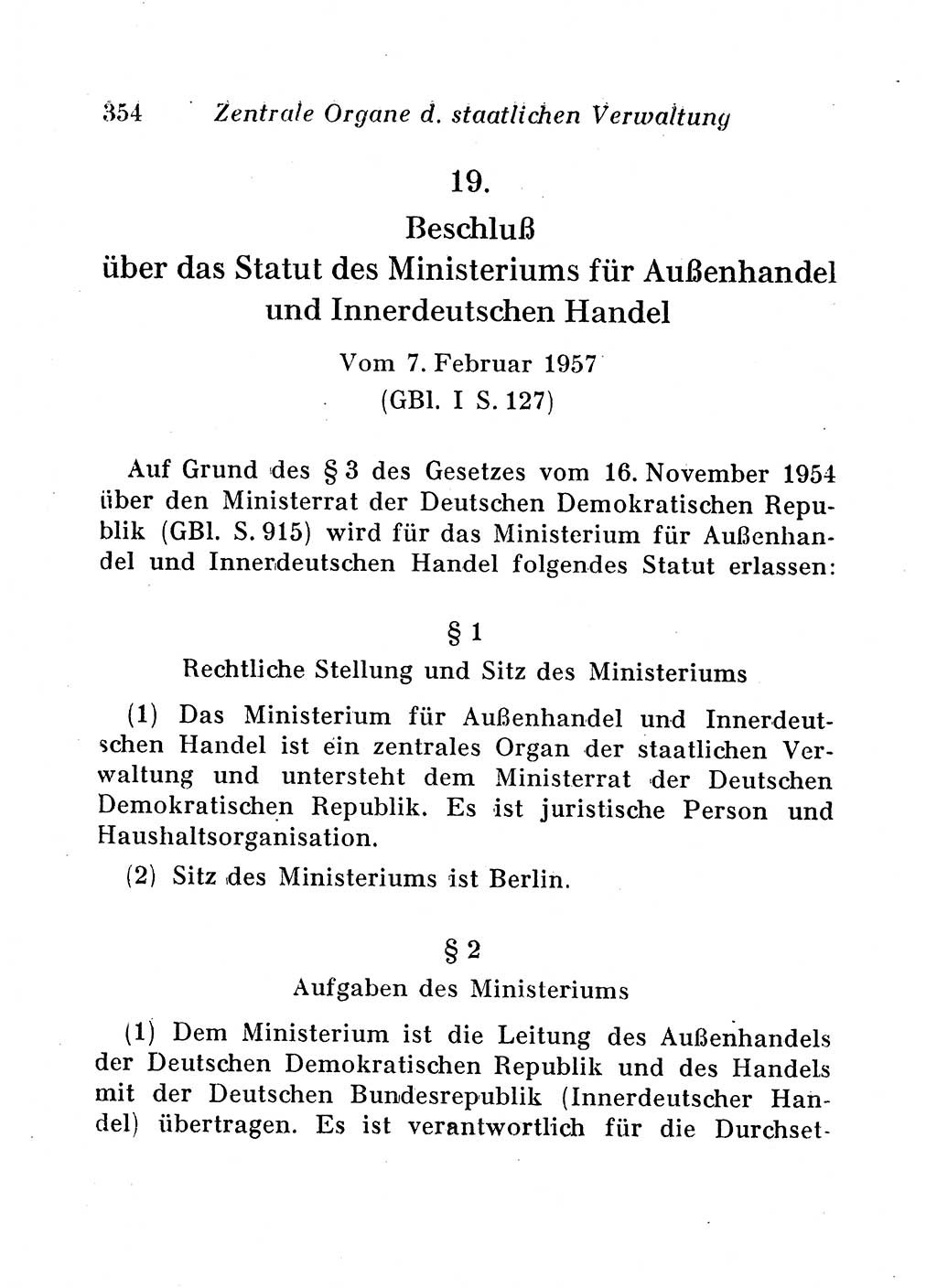Staats- und verwaltungsrechtliche Gesetze der Deutschen Demokratischen Republik (DDR) 1958, Seite 354 (StVerwR Ges. DDR 1958, S. 354)