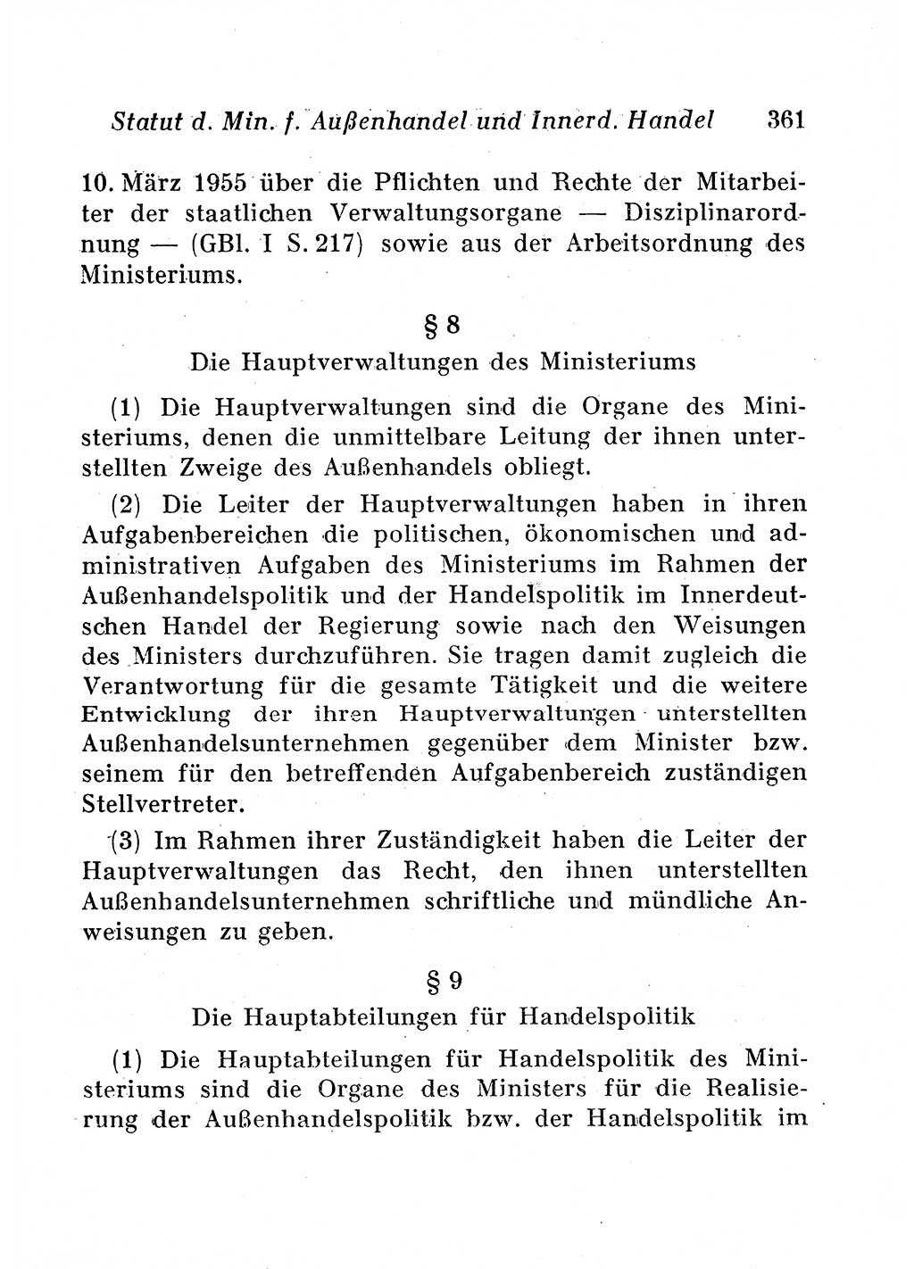 Staats- und verwaltungsrechtliche Gesetze der Deutschen Demokratischen Republik (DDR) 1958, Seite 361 (StVerwR Ges. DDR 1958, S. 361)